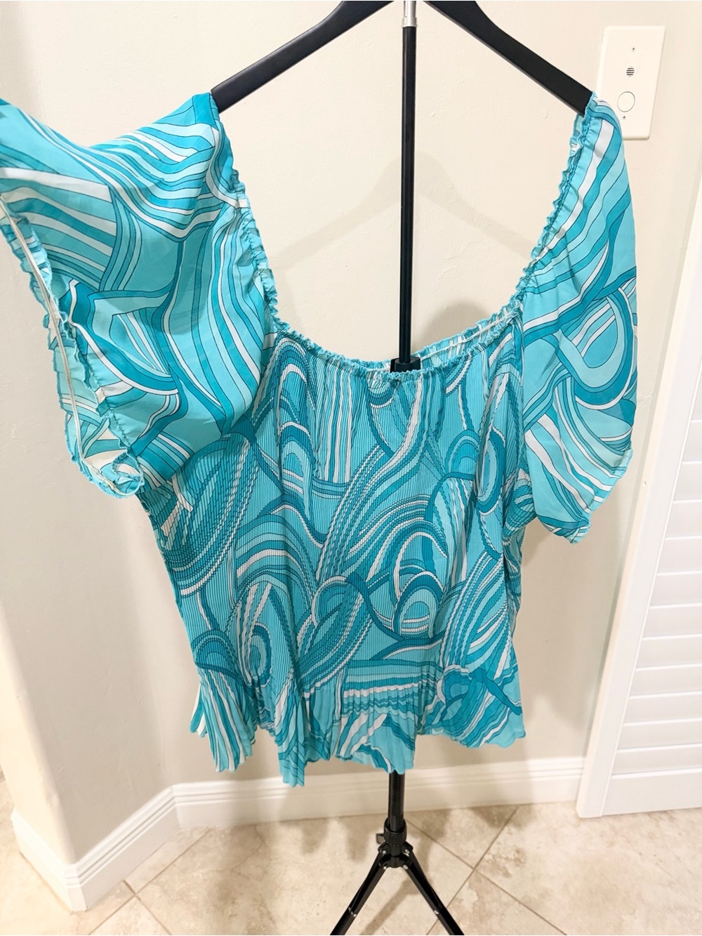 Vintage Y2K Fashion Bug Plus Size Pleated Abstract Blouse